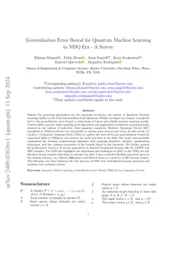 Generalization Error Bound for Quantum Machine Learning in NISQ Era -- A Survey