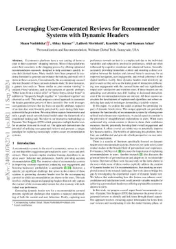 Leveraging User-Generated Reviews for Recommender Systems with Dynamic
  Headers