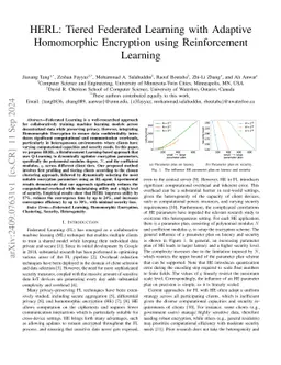 HERL: Tiered Federated Learning with Adaptive Homomorphic Encryption
  using Reinforcement Learning