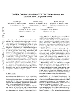 DiffTED: One-shot Audio-driven TED Talk Video Generation with
  Diffusion-based Co-speech Gestures