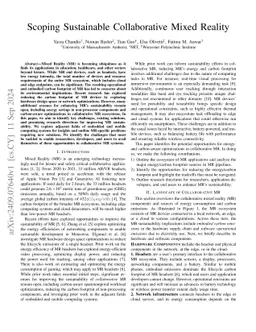 Scoping Sustainable Collaborative Mixed Reality