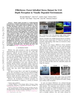 FIReStereo: Forest InfraRed Stereo Dataset for UAS Depth Perception in
  Visually Degraded Environments