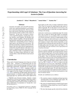 Experimenting with Legal AI Solutions: The Case of Question-Answering
  for Access to Justice