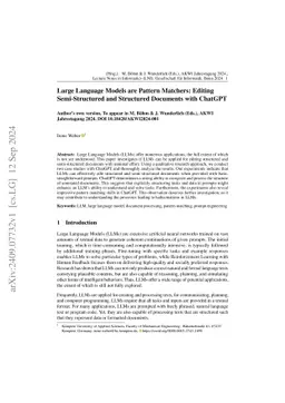 Large Language Models are Pattern Matchers: Editing Semi-Structured and
  Structured Documents with ChatGPT