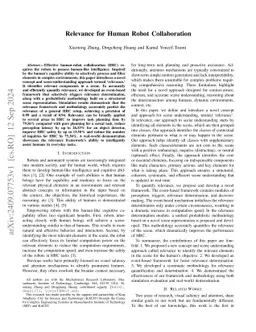 Relevance for Human Robot Collaboration