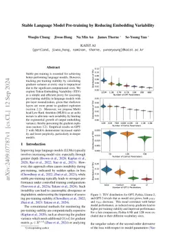 Stable Language Model Pre-training by Reducing Embedding Variability