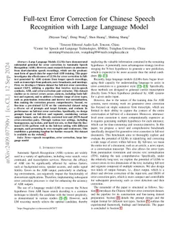 Full-text Error Correction for Chinese Speech Recognition with Large
  Language Model