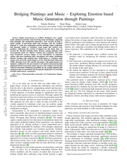 Bridging Paintings and Music -- Exploring Emotion based Music Generation
  through Paintings