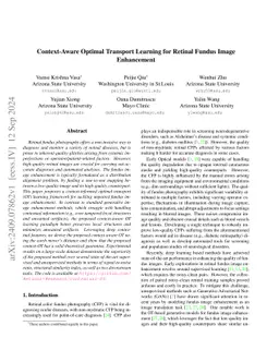 Context-Aware Optimal Transport Learning for Retinal Fundus Image
  Enhancement