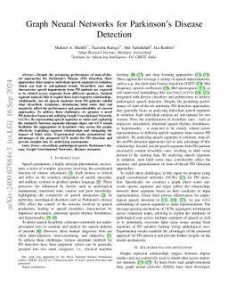 Graph Neural Networks for Parkinsons Disease Detection