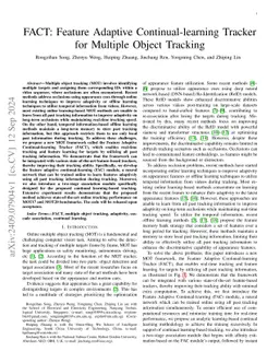 FACT: Feature Adaptive Continual-learning Tracker for Multiple Object
  Tracking