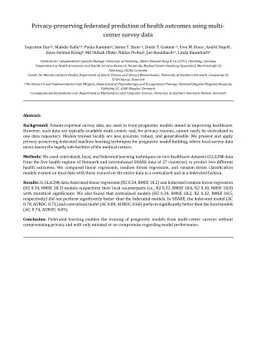 Privacy-preserving federated prediction of pain intensity change based
  on multi-center survey data