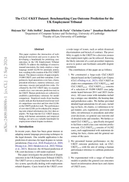 The CLC-UKET Dataset: Benchmarking Case Outcome Prediction for the UK
  Employment Tribunal