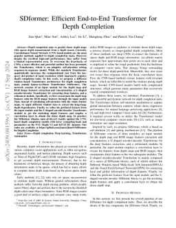 SDformer: Efficient End-to-End Transformer for Depth Completion