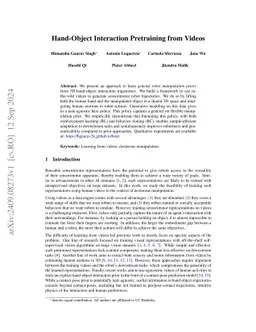 Hand-Object Interaction Pretraining from Videos