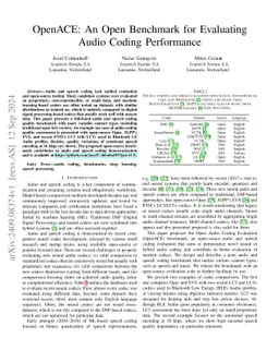 OpenACE: An Open Benchmark for Evaluating Audio Coding Performance