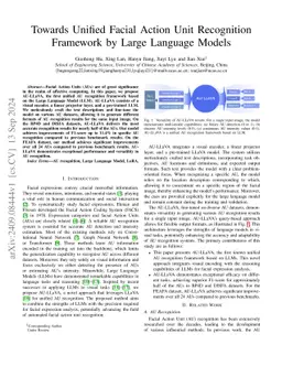 Towards Unified Facial Action Unit Recognition Framework by Large
  Language Models