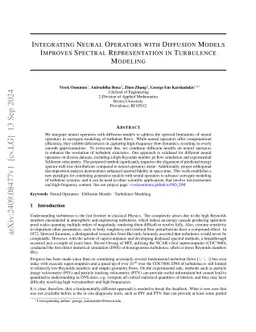 Integrating Neural Operators with Diffusion Models Improves Spectral Representation in Turbulence Modeling