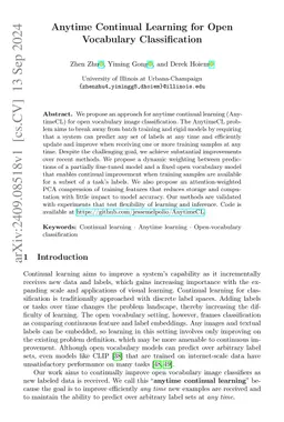 Anytime Continual Learning for Open Vocabulary Classification