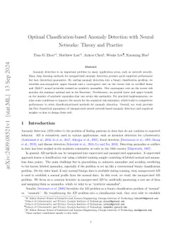 Optimal Classification-based Anomaly Detection with Neural Networks:
  Theory and Practice