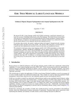 Eir: Thai Medical Large Language Models