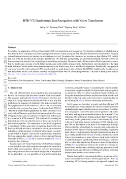 HTR-VT: Handwritten Text Recognition with Vision Transformer