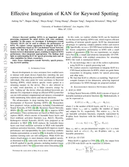 Effective Integration of KAN for Keyword Spotting