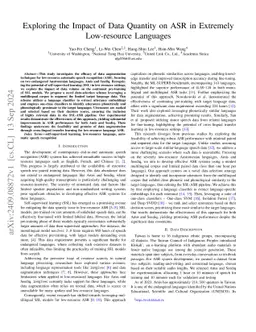 Exploring the Impact of Data Quantity on ASR in Extremely Low-resource Languages