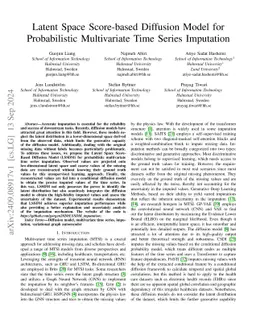 Latent Space Score-based Diffusion Model for Probabilistic Multivariate
  Time Series Imputation