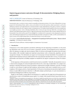 Improving governance outcomes through AI documentation: Bridging theory
  and practice