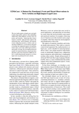 E2MoCase: A Dataset for Emotional, Event and Moral Observations in News
  Articles on High-impact Legal Cases