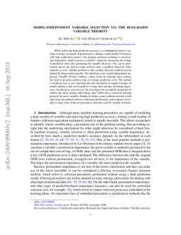Model-independent variable selection via the rule-based variable
  priority