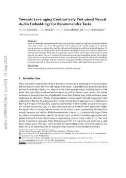 Towards Leveraging Contrastively Pretrained Neural Audio Embeddings for
  Recommender Tasks