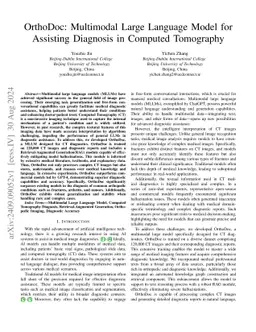 OrthoDoc: Multimodal Large Language Model for Assisting Diagnosis in
  Computed Tomography