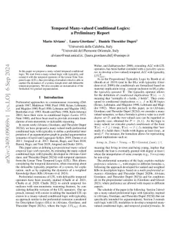 Temporal Many-valued Conditional Logics: a Preliminary Report