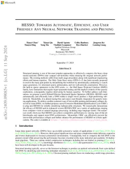 HESSO: Towards Automatic Efficient and User Friendly Any Neural Network Training and Pruning