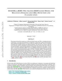 DomURLs_BERT: Pre-trained BERT-based Model for Malicious Domains and
  URLs Detection and Classification