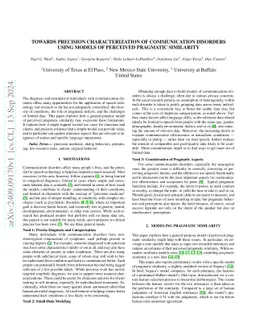 Towards Precision Characterization of Communication Disorders using
  Models of Perceived Pragmatic Similarity