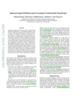 Quantum-inspired Reinforcement Learning for Synthesizable Drug Design