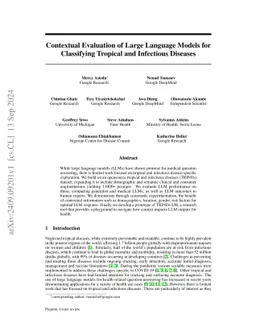 Contextual Evaluation of Large Language Models for Classifying Tropical and Infectious Diseases