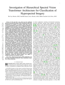 Investigation of Hierarchical Spectral Vision Transformer Architecture
  for Classification of Hyperspectral Imagery