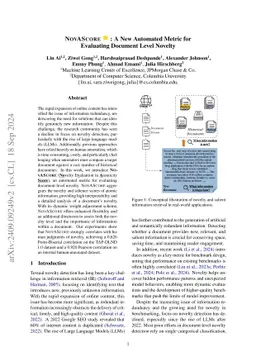 NovAScore: A New Automated Metric for Evaluating Document Level Novelty
