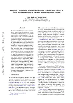 Analyzing Correlations Between Intrinsic and Extrinsic Bias Metrics of
  Static Word Embeddings With Their Measuring Biases Aligned