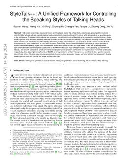 StyleTalk++: A Unified Framework for Controlling the Speaking Styles of
  Talking Heads