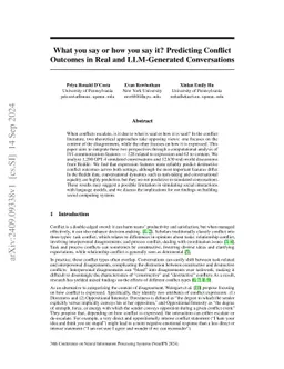 What you say or how you say it? Predicting Conflict Outcomes in Real and
  LLM-Generated Conversations