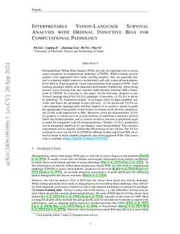Interpretable Vision-Language Survival Analysis with Ordinal Inductive Bias for Computational Pathology