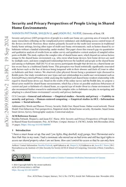Security and Privacy Perspectives of People Living in Shared Home
  Environments