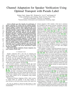 Channel Adaptation for Speaker Verification Using Optimal Transport with Pseudo Label