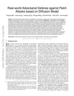 Real-world Adversarial Defense against Patch Attacks based on Diffusion
  Model