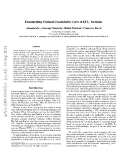 Enumerating Minimal Unsatisfiable Cores of LTLf formulas